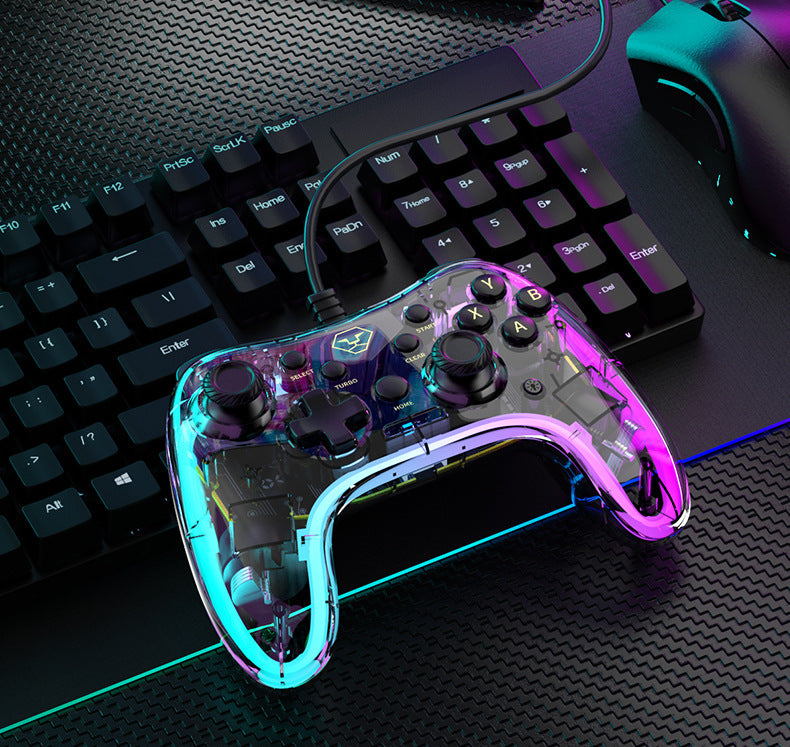 AOLION For Nintendo Switch Computer Transparent Wired Gamepad RGB Light Game Controller AOLION For Nintendo Switch Computer Transparent Wired Gamepad RGB Light Game Controller